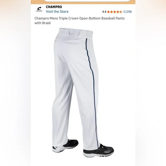 Champro Men's White Baseball Pants - Picture 2 of 5